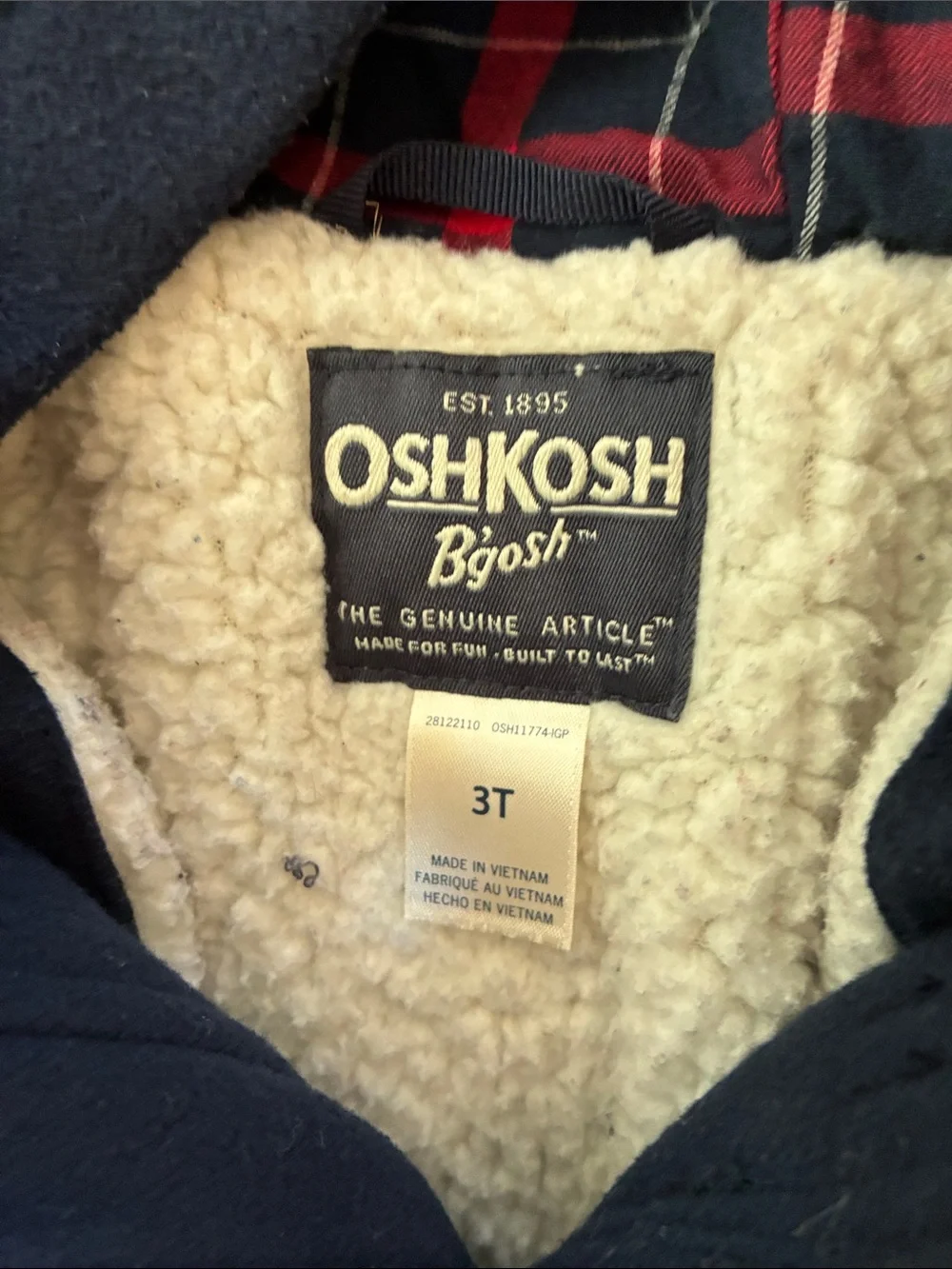 OshKosh B'gosh Navy Hooded Duffle Coat with Blue, Green & Orange Puffer Vest